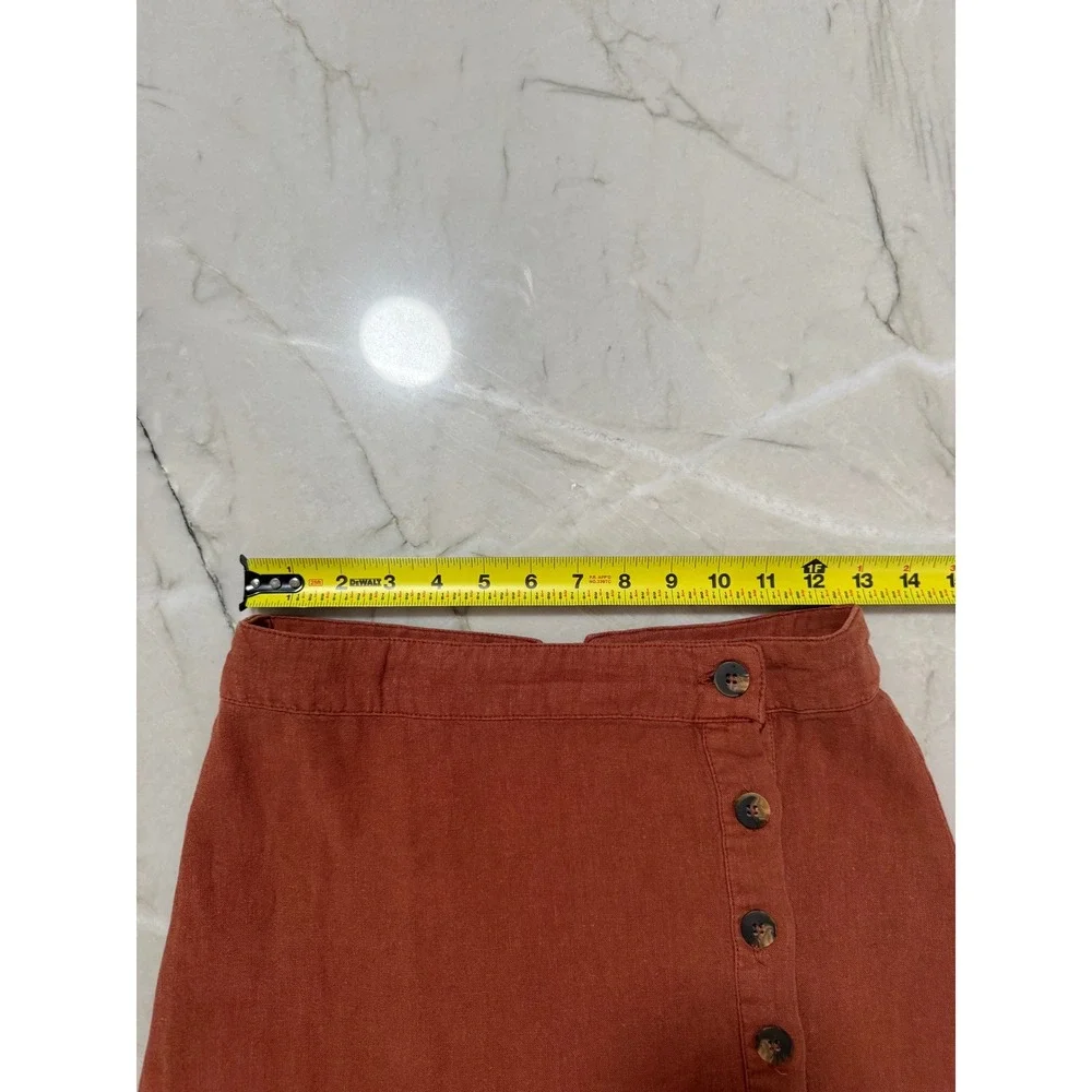 Free People Linen Blend Side Slit Midi Skirt - Women's 2 - Terracotta Rust Boho